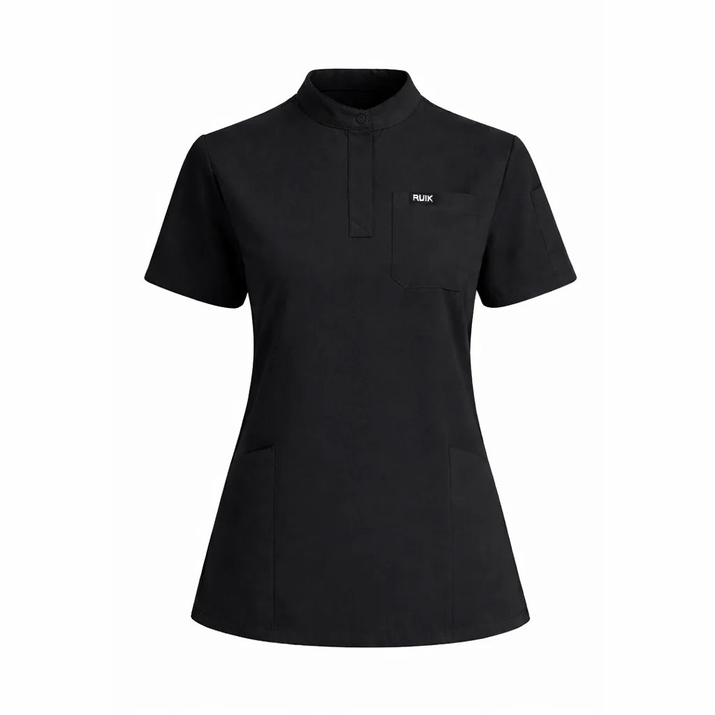 RUIX Sculpt Mandarin Collar Scrub Top For Womens