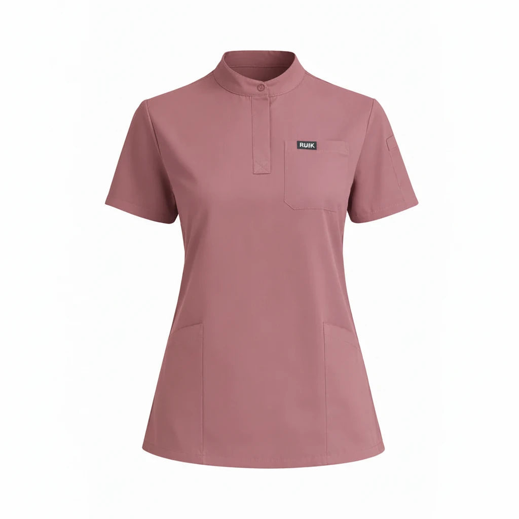 RUIX Sculpt Mandarin Collar Scrub Top For Womens