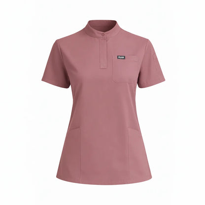 RUIX Sculpt Mandarin Collar Scrub Top For Womens