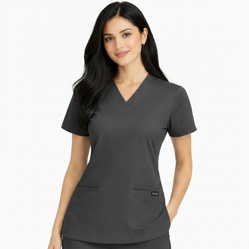 RUIX Sculpt V-Neck with Core Regular Pant Scrub Set for Women, 2 Pocket