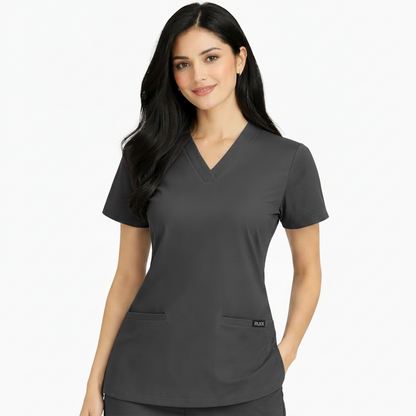 RUIX Sculpt V-Neck with Core Regular Pant Scrub Set for Women, 2 Pocket