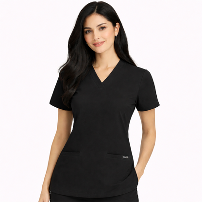 RUIX Sculpt V-Neck with Core Regular Pant Scrub Set for Women, 2 Pocket
