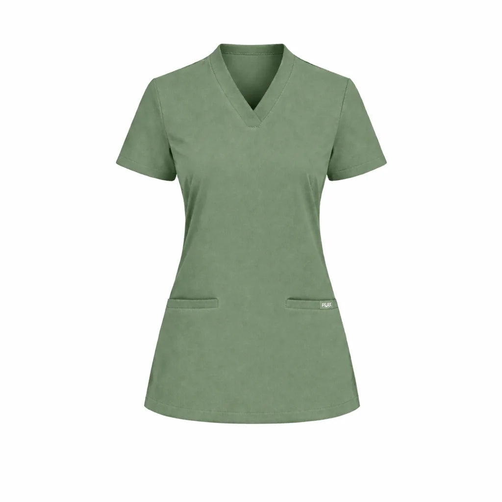 RUIX Sculpt v-neck with Flow Flare pant scrub set for women,2-pocket