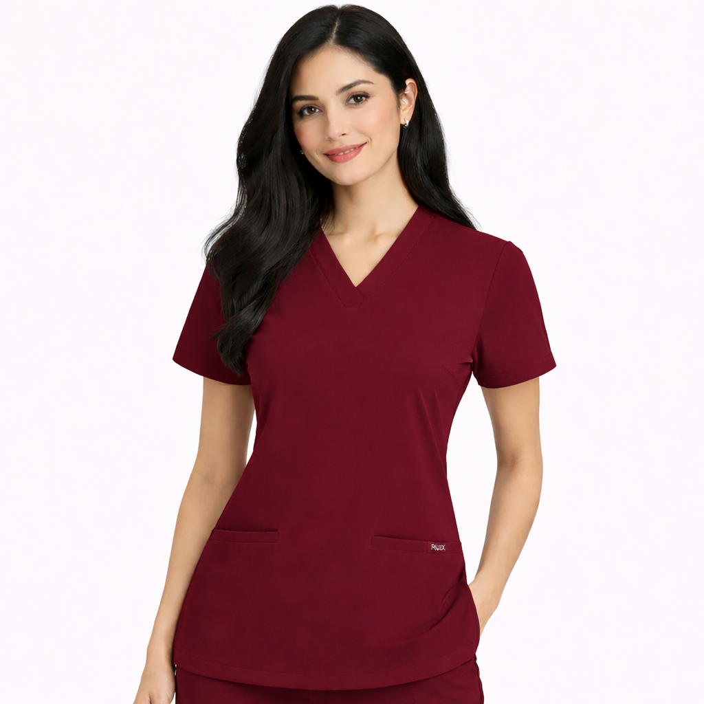 RUIX Sculpt V-Neck with Core Regular Pant Scrub Set for Women, 2 Pocket