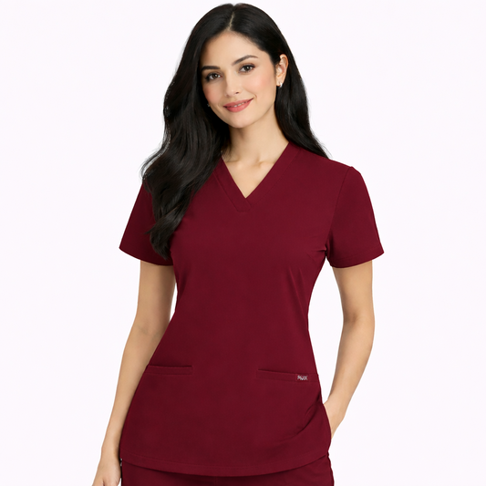 RUIX Sculpt V-Neck with Core Regular Pant Scrub Set for Women, 2 Pocket