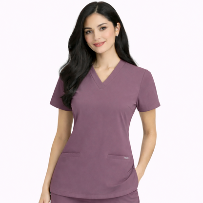 RUIX Sculpt V-Neck with Core Regular Pant Scrub Set for Women, 2 Pocket