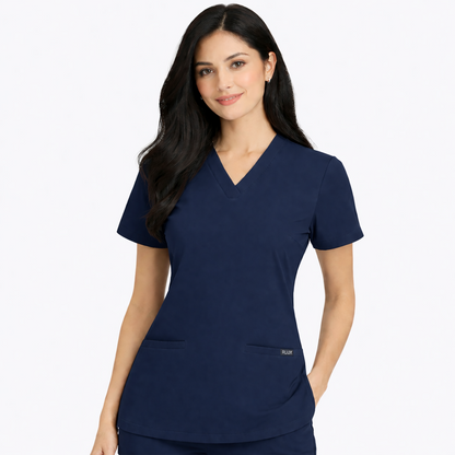RUIX Sculpt V-Neck with Core Regular Pant Scrub Set for Women, 2 Pocket