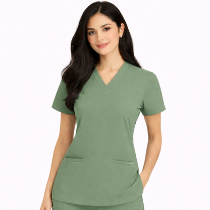 RUIX Sculpt V-Neck with Core Regular Pant Scrub Set for Women, 2 Pocket
