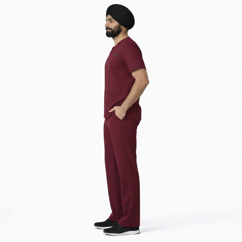 RUIX Turbfit V- neck Airmesh scrub top with Core Regular pant set for men
