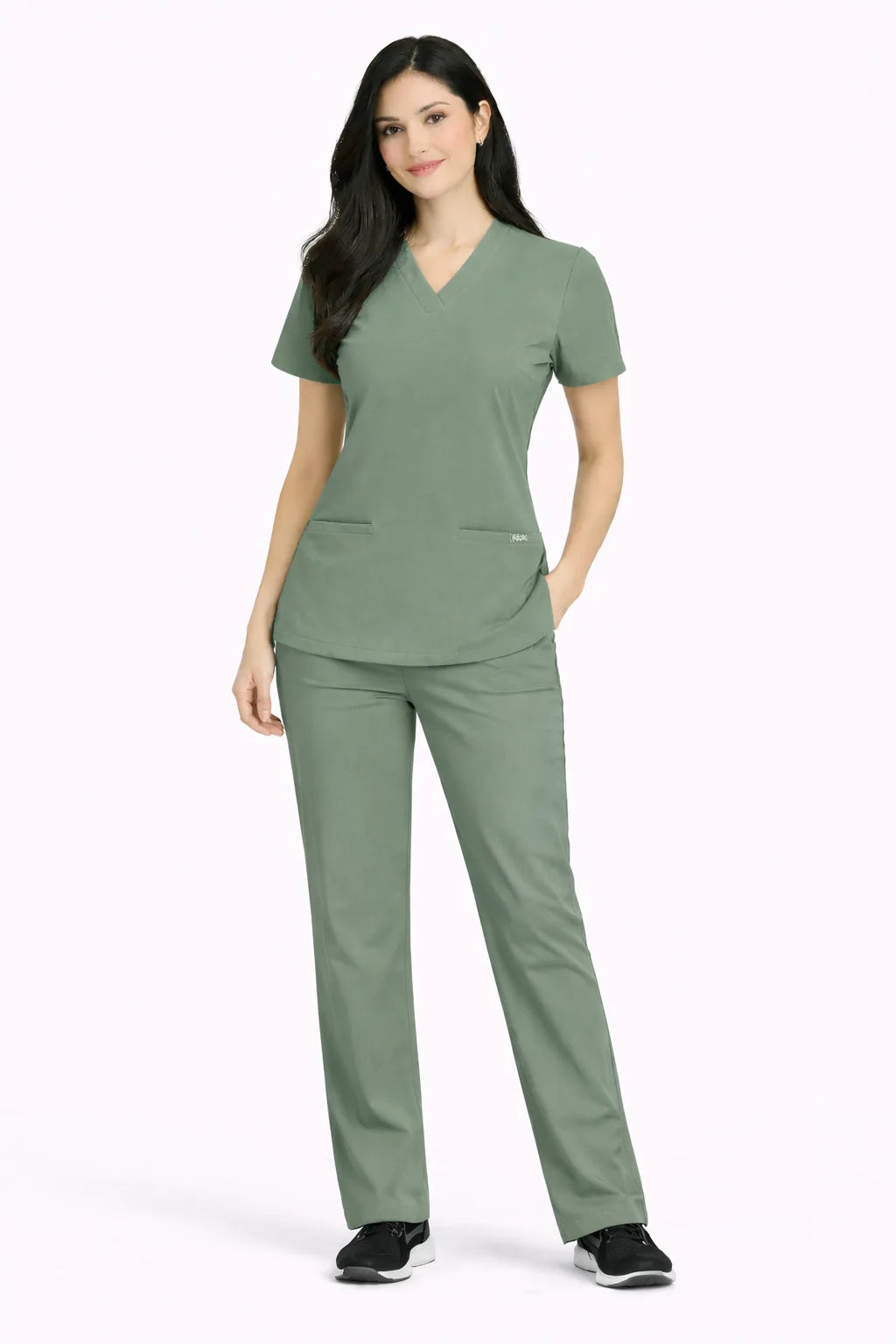 RUIX Sculpt V-Neck with Core Regular Pant Scrub Set for Women, 2 Pocket