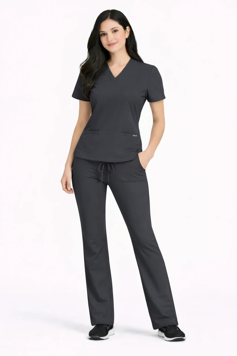 RUIX Sculpt V-Neck with Core Regular Pant Scrub Set for Women, 2 Pocket