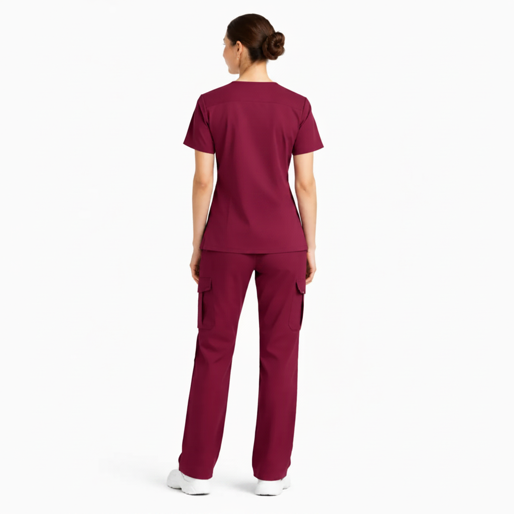 RUIX Sculpt V-Neck With Utility Cargo Pant Scrub Set For Women, 2 Pockets