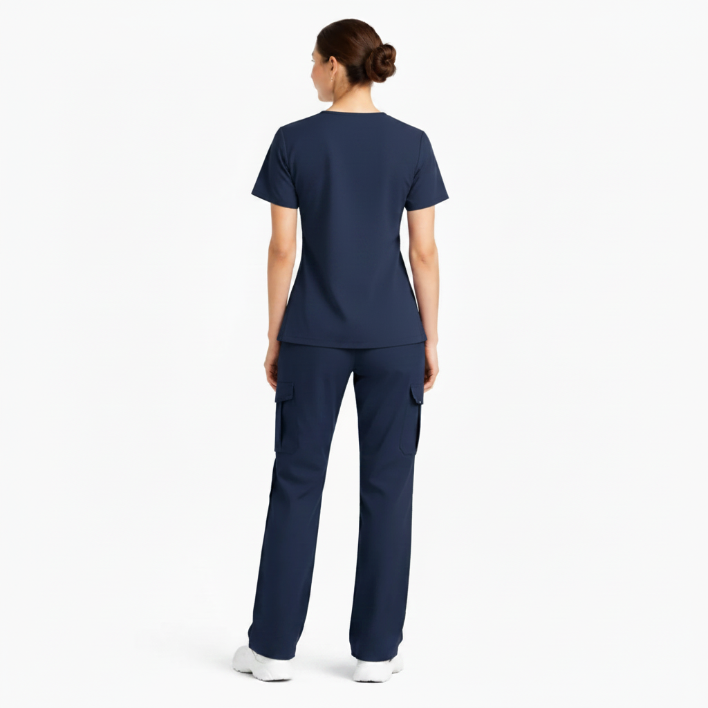 RUIX Sculpt V-Neck With Utility Cargo Pant Scrub Set For Women, 2 Pockets