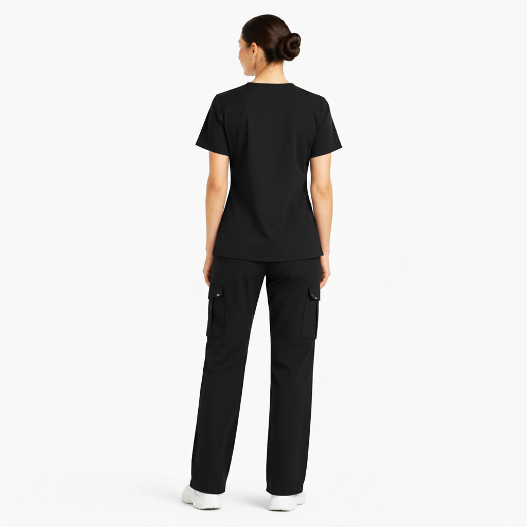 RUIX Sculpt V-Neck With Utility Cargo Pant Scrub Set For Women, 2 Pockets