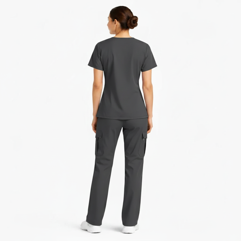 RUIX Sculpt V-Neck With Utility Cargo Pant Scrub Set For Women, 2 Pockets