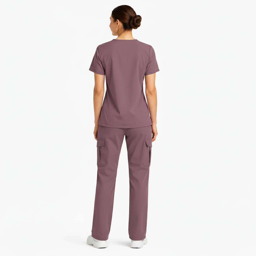 RUIX Sculpt V-Neck With Utility Cargo Pant Scrub Set For Women, 2 Pockets