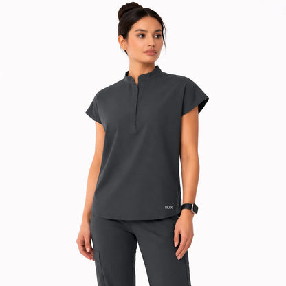 RUIX Sculpt Mandarin collar with cap sleeve with flow flare pant scrub set for women