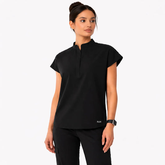 RUIX Sculpt Mandarin collar with cap sleeve with flow flare pant scrub set for women