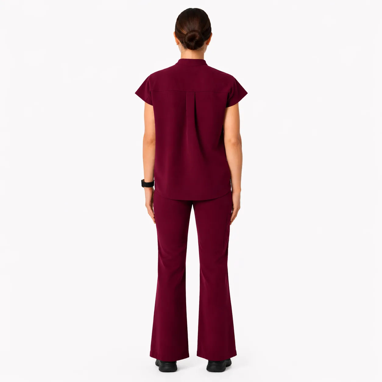 RUIX Sculpt Mandarin collar with cap sleeve with flow flare pant scrub set for women