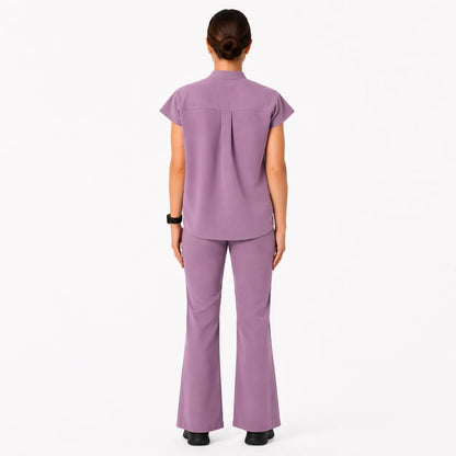 RUIX Sculpt Mandarin collar with cap sleeve with flow flare pant scrub set for women