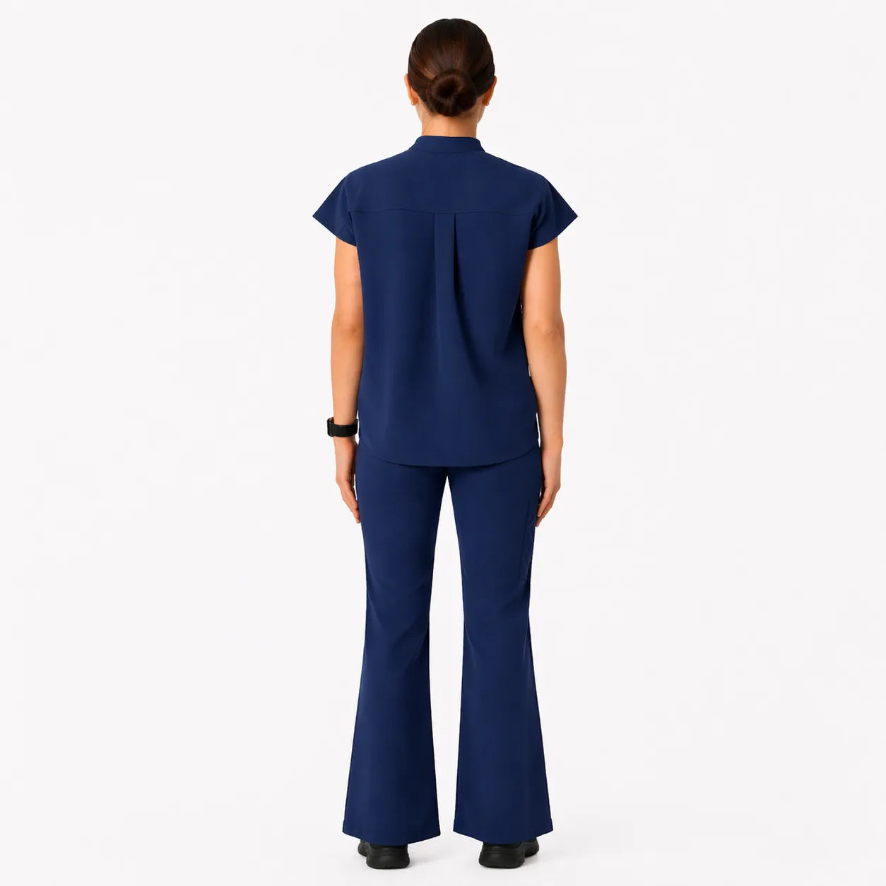 RUIX Sculpt Mandarin collar with cap sleeve with flow flare pant scrub set for women