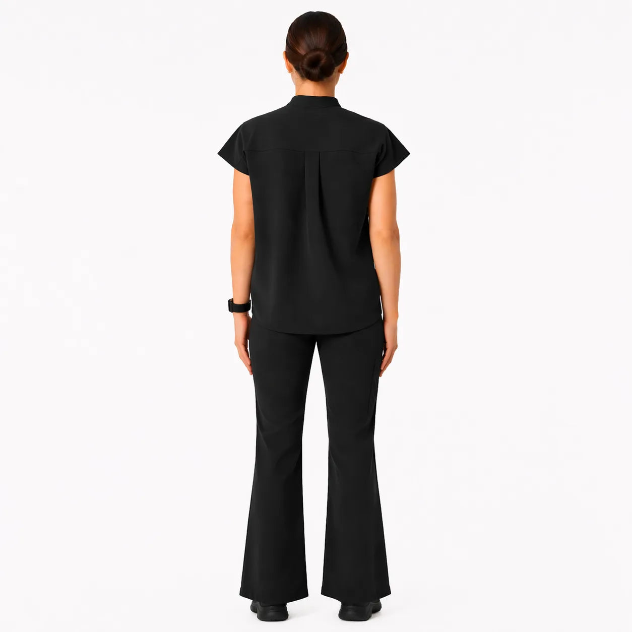 RUIX Sculpt Mandarin collar with cap sleeve with flow flare pant scrub set for women