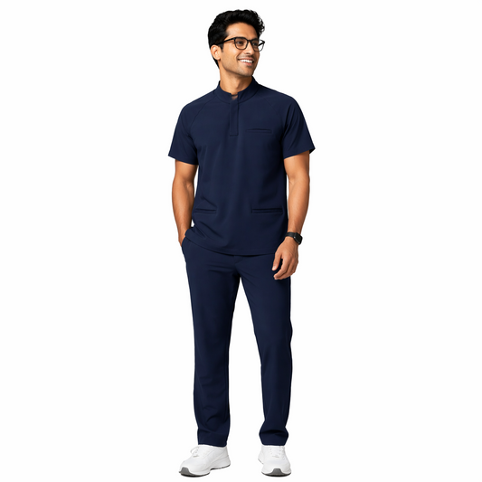 RUIX Form Mock Neck Zip Scrub Top for Men