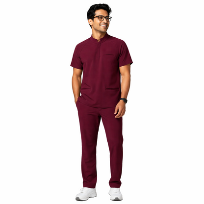RUIX Core mock neck zip scrub top with Utility cargo pant scrub set fo men