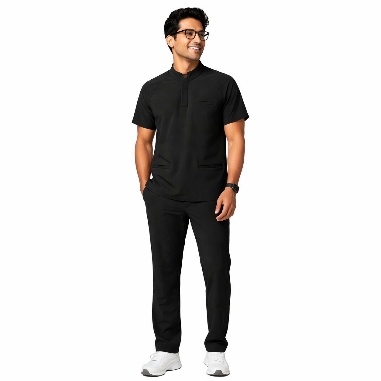 RUIX Core mock neck zip scrub top with Utility cargo pant scrub set fo men