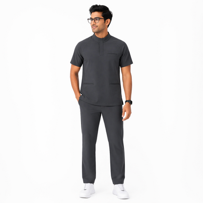 RUIX Core mock neck zip scrub top with Utility cargo pant scrub set fo men