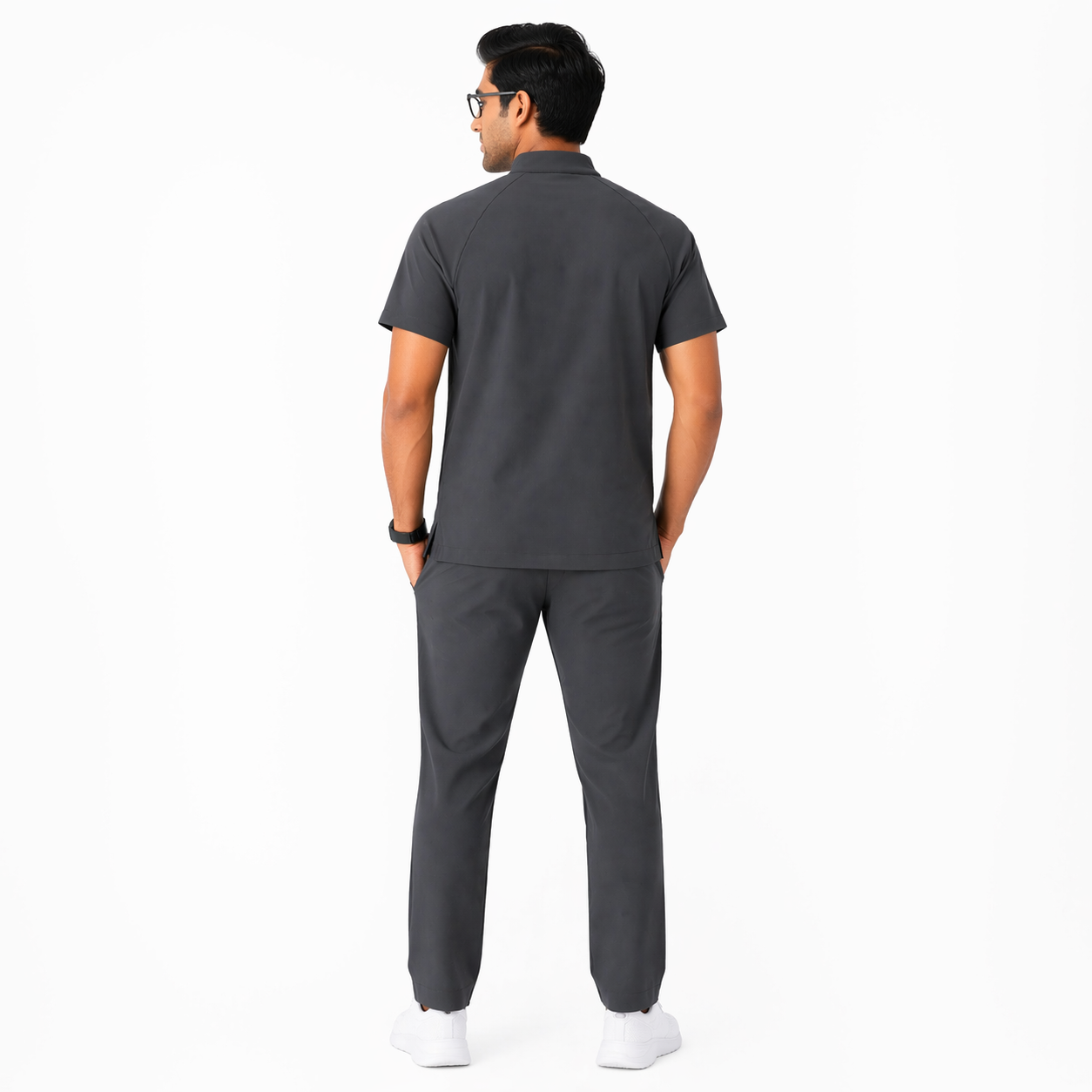 RUIX Core mock neck zip scrub top with Utility cargo pant scrub set fo men