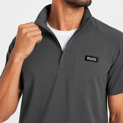 RUIX Form Mock Neck Zip Scrub Top for Men