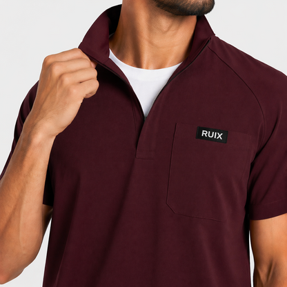 RUIX Form Mock Neck Zip Scrub Top for Men