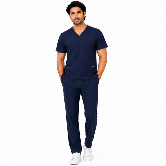 RUIX  V-Neck Top with Regular pant Scrub Set For Men