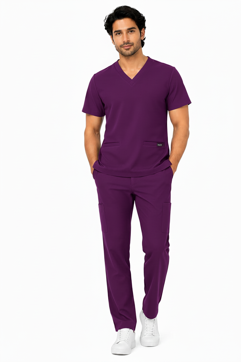 RUIX  V-Neck Top with Regular pant Scrub Set For Men