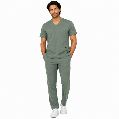 RUIX  V-Neck Top with Regular pant Scrub Set For Men