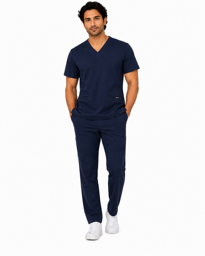 RUIX  V-Neck Top with Cargo Pant Scrub Set for Men