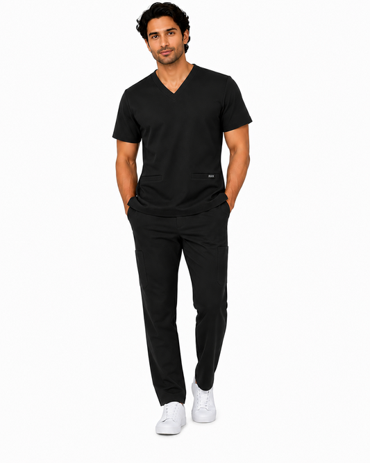 RUIX  V-Neck Top with Cargo Pant Scrub Set for Men