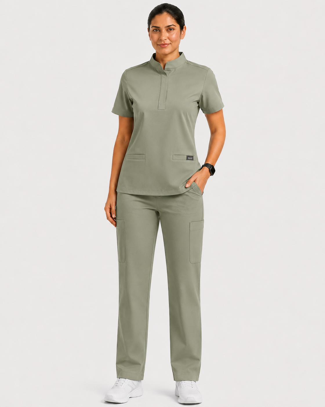 RUIX  Mandarin scrub top with Regular pant scrub set for women