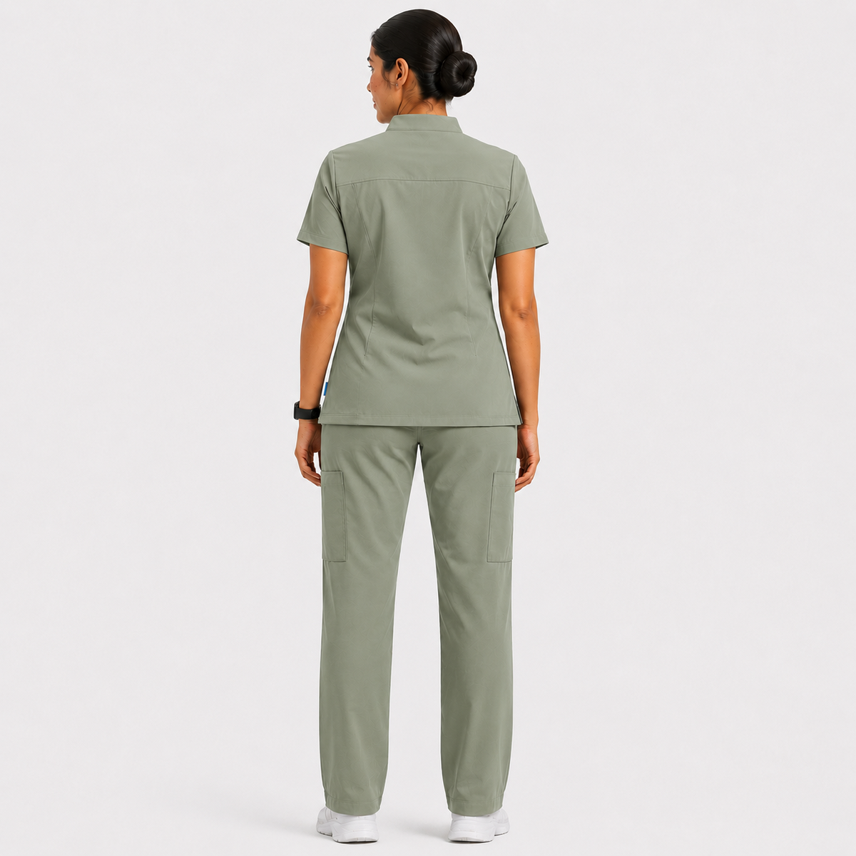 RUIX  Mandarin scrub top with Regular pant scrub set for women