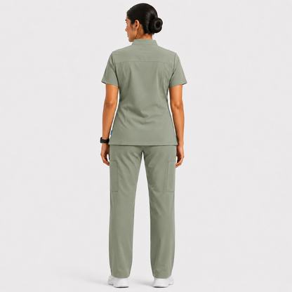 RUIX  Mandarin scrub top with Regular pant scrub set for women