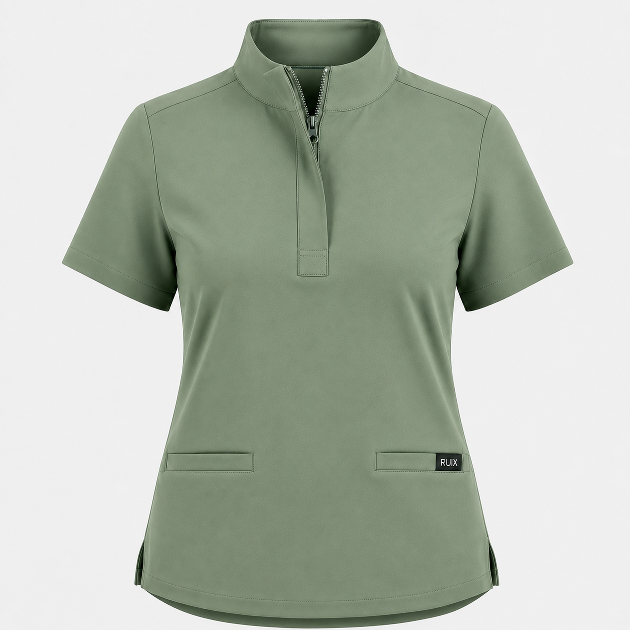 RUIX MOCK neck Zip Scrub Top For Women