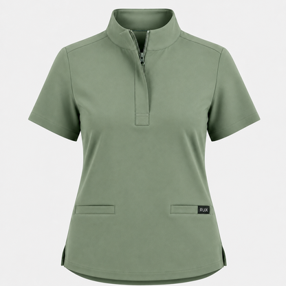 RUIX MOCK neck Zip Scrub Top For Women