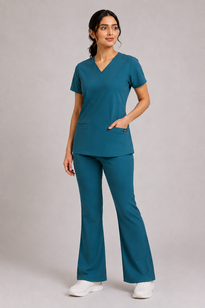 RUIX V-neck with Flare™ pant scrub set for women