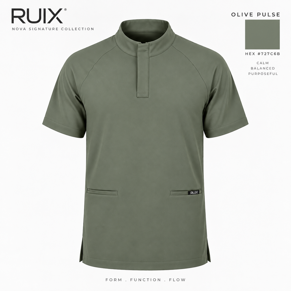 RUIX Mock Neck Zip Scrub top With Regular pant Scrub Set for Men