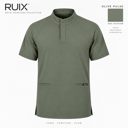 RUIX Mock Neck Zip Scrub top With Regular pant Scrub Set for Men