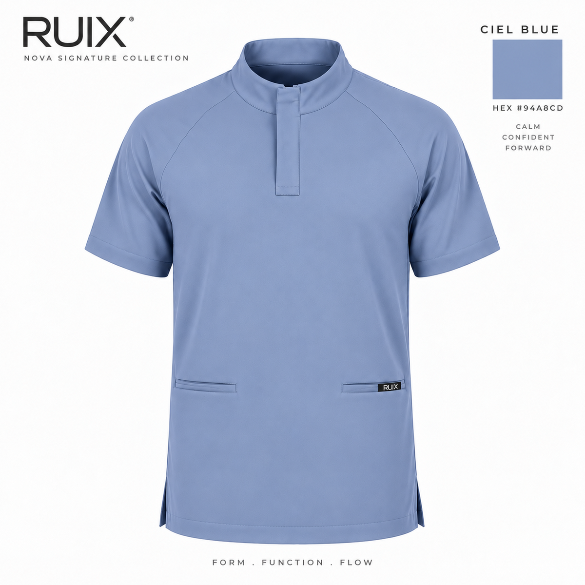 RUIX Mock Neck Zip Scrub top With Regular pant Scrub Set for Men