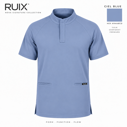 RUIX Mock Neck Zip Scrub top With Regular pant Scrub Set for Men