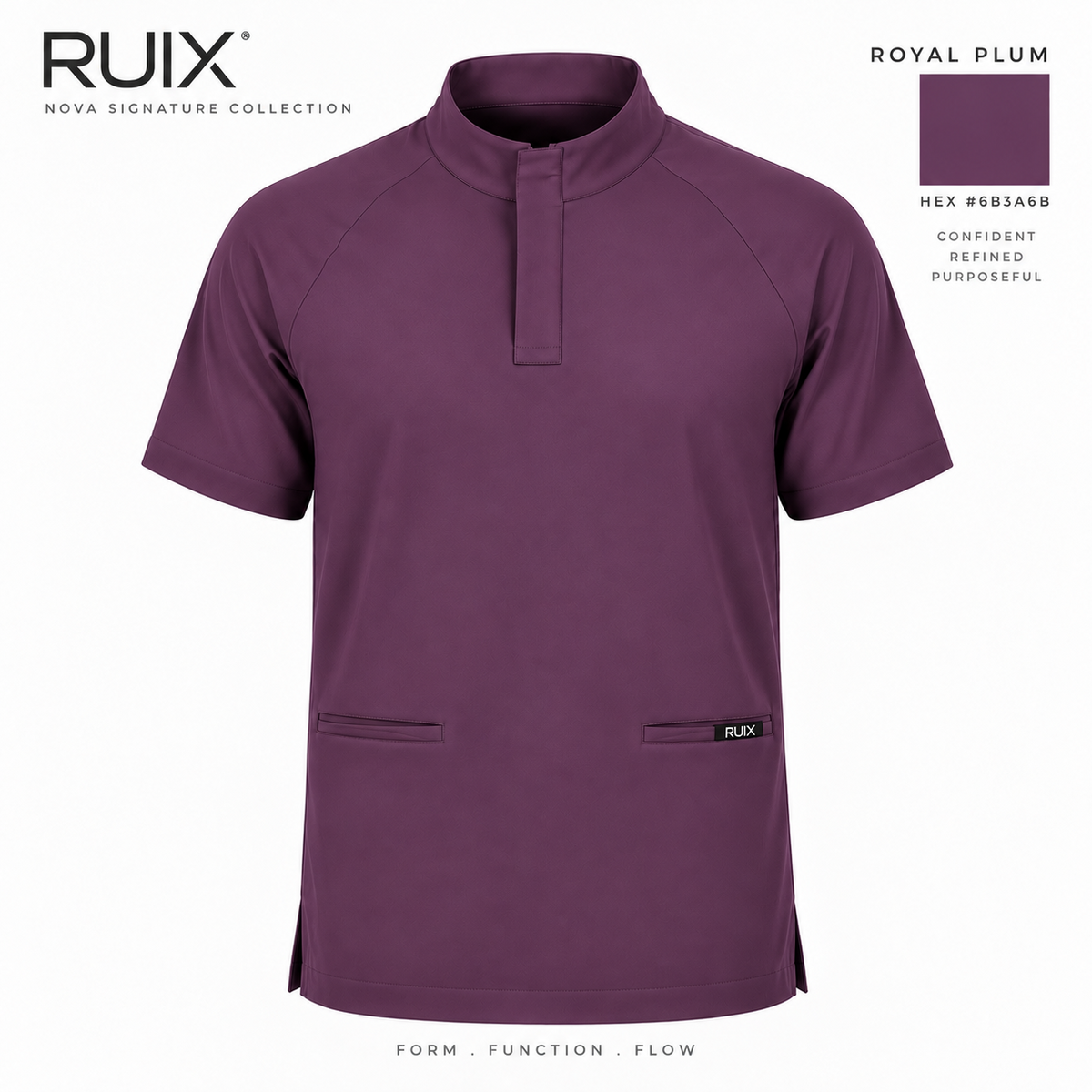 RUIX Mock Neck Zip Scrub top With Regular pant Scrub Set for Men