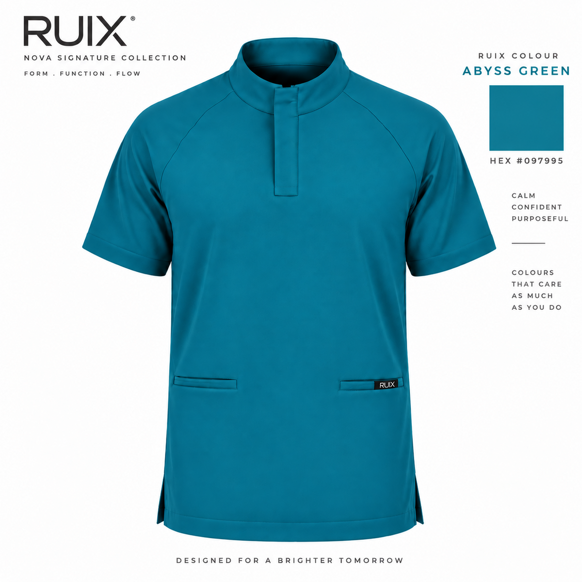 RUIX Mock Neck Zip Scrub top With Regular pant Scrub Set for Men